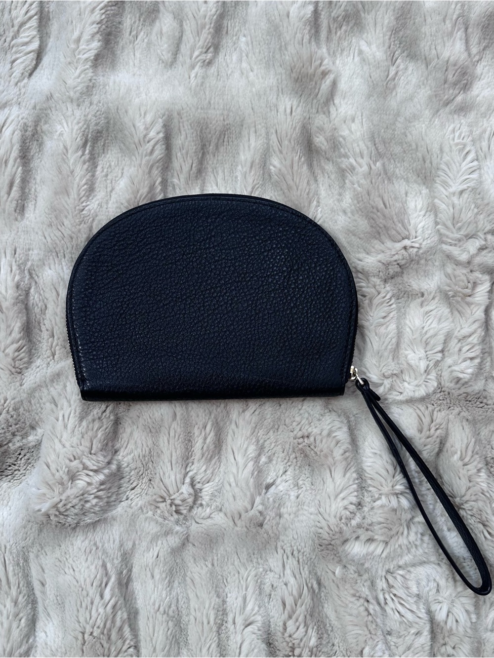 Kate Spade Black Pebbled Leather Wristlet Clutch Zip Pouch - Picture 3 of 4